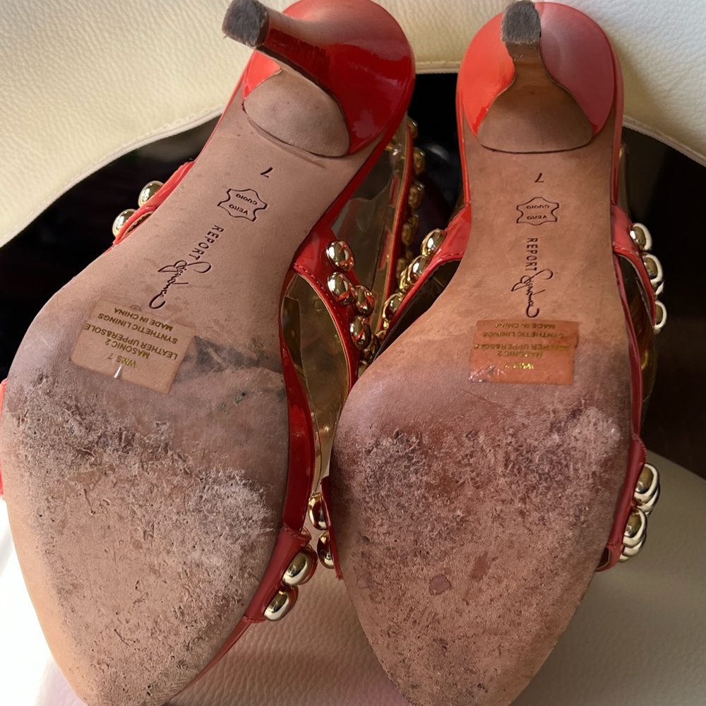 Size 7 Report signature coral studded leather upper & sole Masonic Vero cuoio - Picture 6 of 10